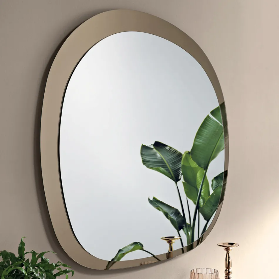 Miroir de forme composée de deux panneaux de verre superposés, fabriqué en Italie - Alida Viadurini