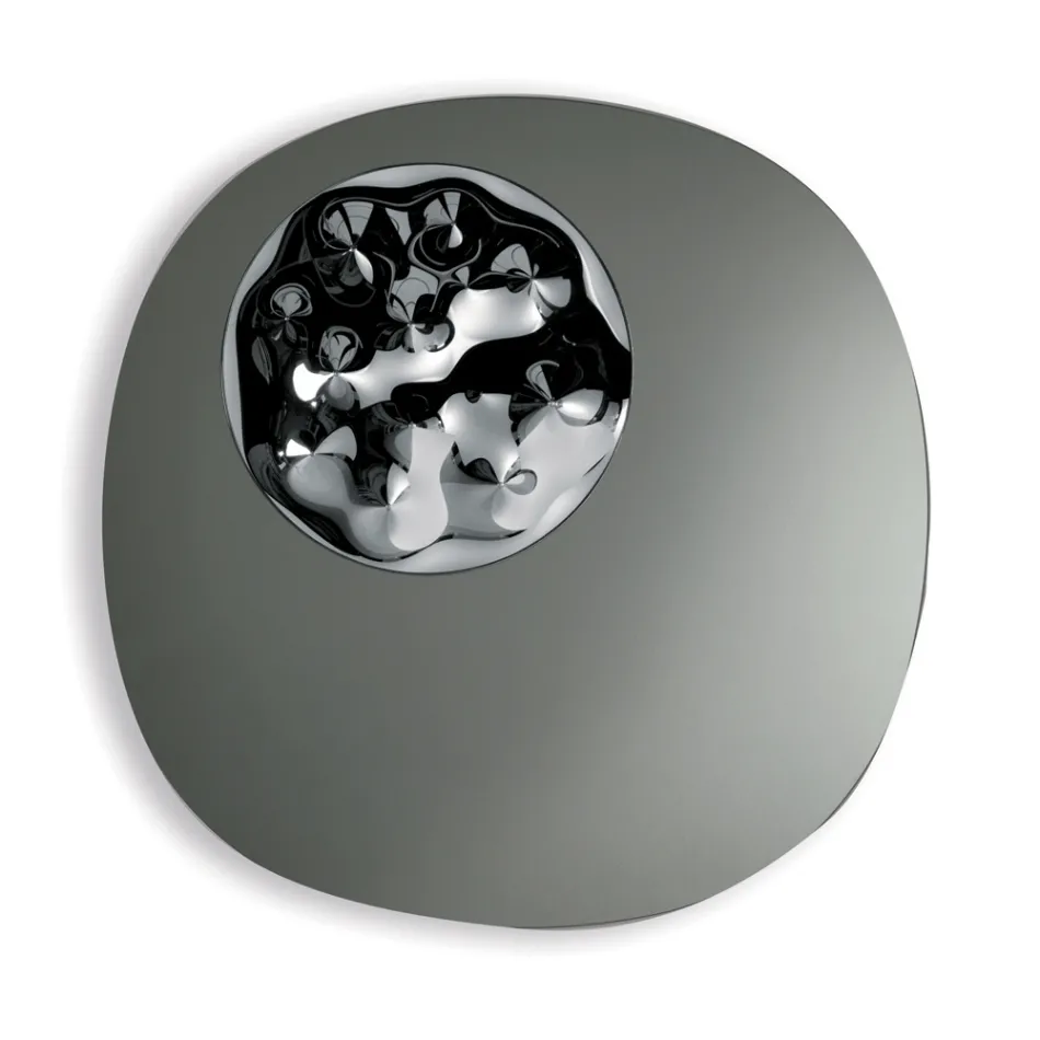 Miroir de forme spéciale avec insert en verre ondulé, fabriqué en Italie - Adalberta Viadurini