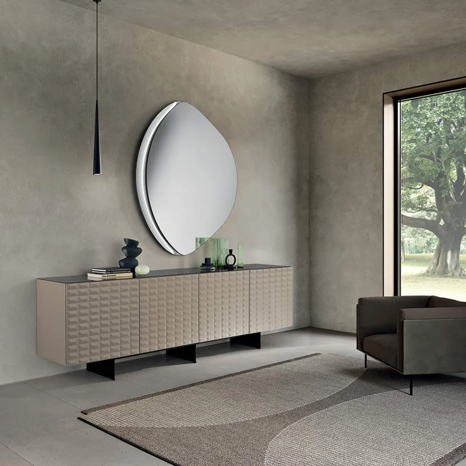 Miroir en forme d'Abigaille avec demi-cadre en verre fusionné, fabriqué en Italie Viadurini