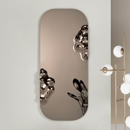Miroir rectangulaire avec insert en verre ondulé, fabriqué en Italie - Adelasia Viadurini