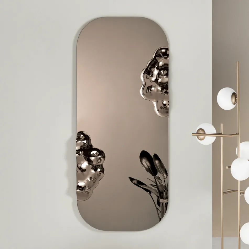 Miroir rectangulaire avec insert en verre ondulé, fabriqué en Italie - Adelasia Viadurini