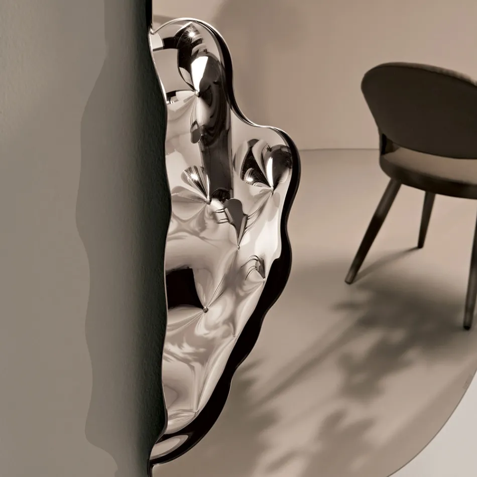 Miroir rectangulaire avec insert en verre ondulé, fabriqué en Italie - Adelasia Viadurini