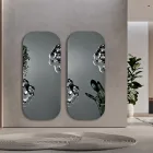 Miroir rectangulaire avec insert en verre ondulé, fabriqué en Italie - Adelasia Viadurini