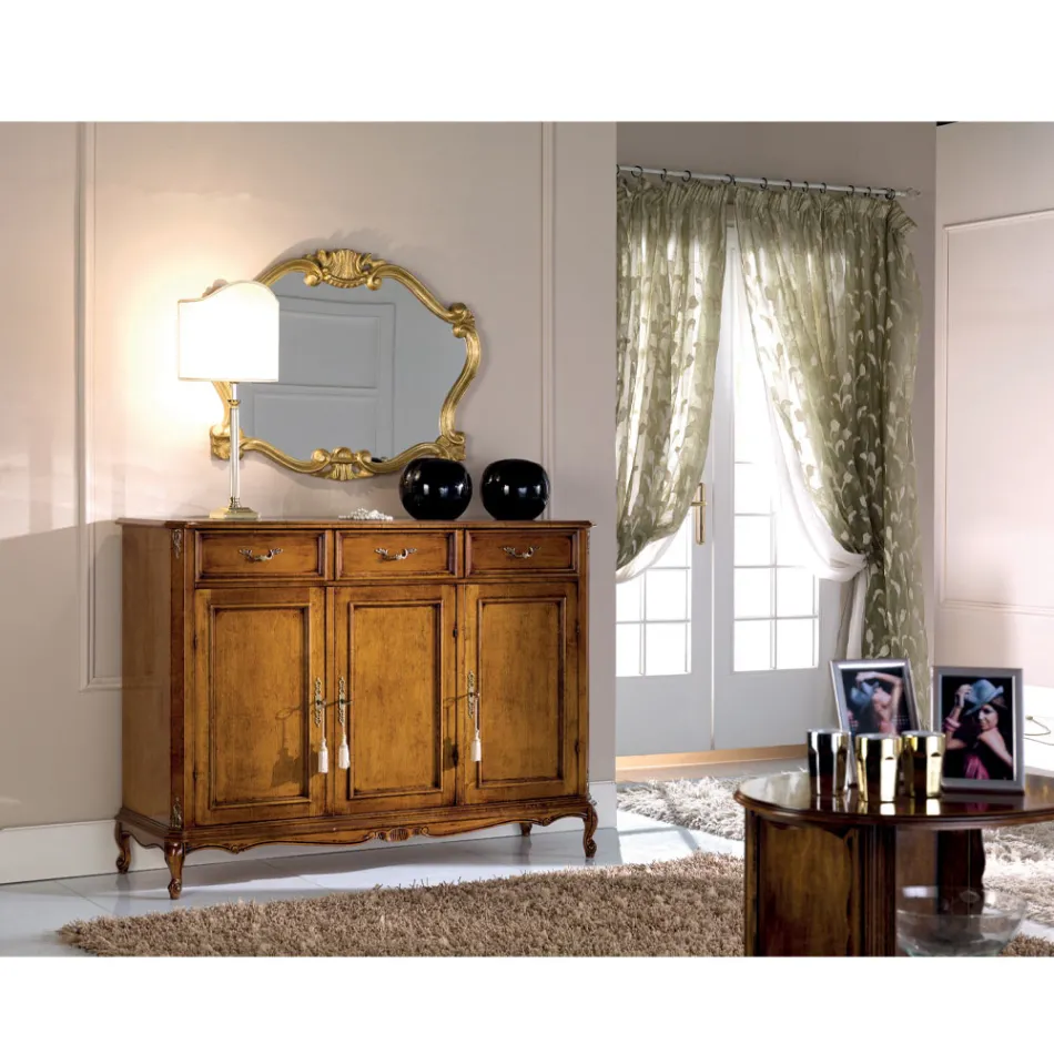 Miroir de style classique avec cadre en feuille d'or fabriqué en Italie - Precious Viadurini