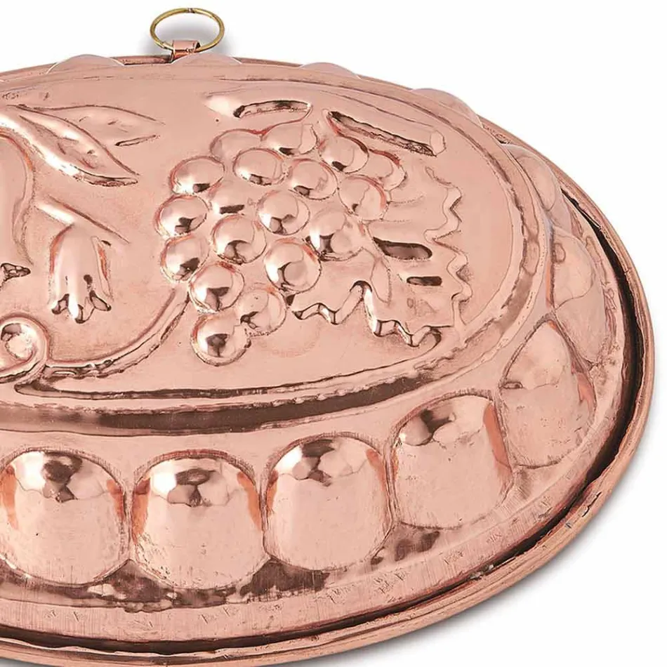 Moule à gâteau ovale Desserts en cuivre étamé à la main avec décoration - Gianfilippo Viadurini