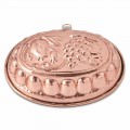 Moule à gâteau ovale en cuivre étamé fait à la main avec décoration Made in Italy - Gianfilippo