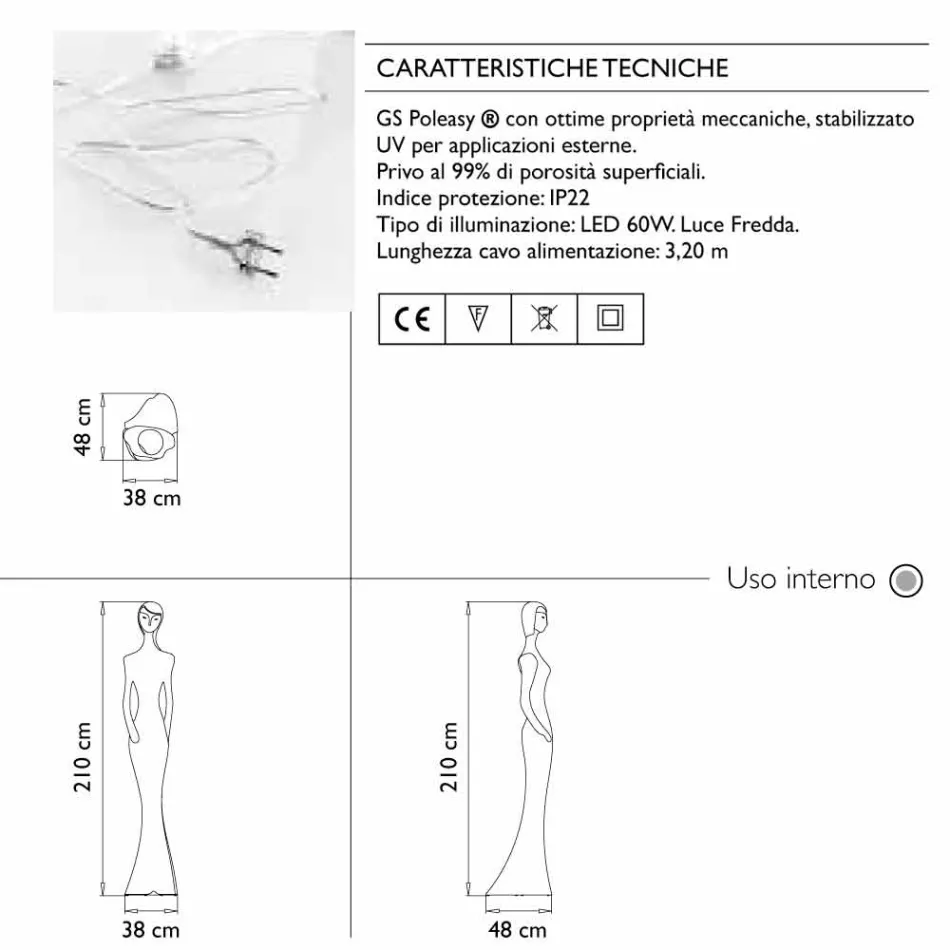 Conception de sol de statue lumineuse avec lumière LED pour intérieur - Penelope par Myyour Viadurini