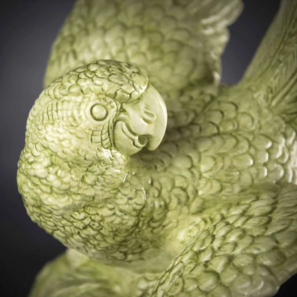 Figurine en céramique en forme de perroquet fabriquée à la main en Italie - Pagallo Viadurini