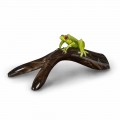 Statue Grenouille sur Branche en Verre Coloré Made in Italy - Froggy