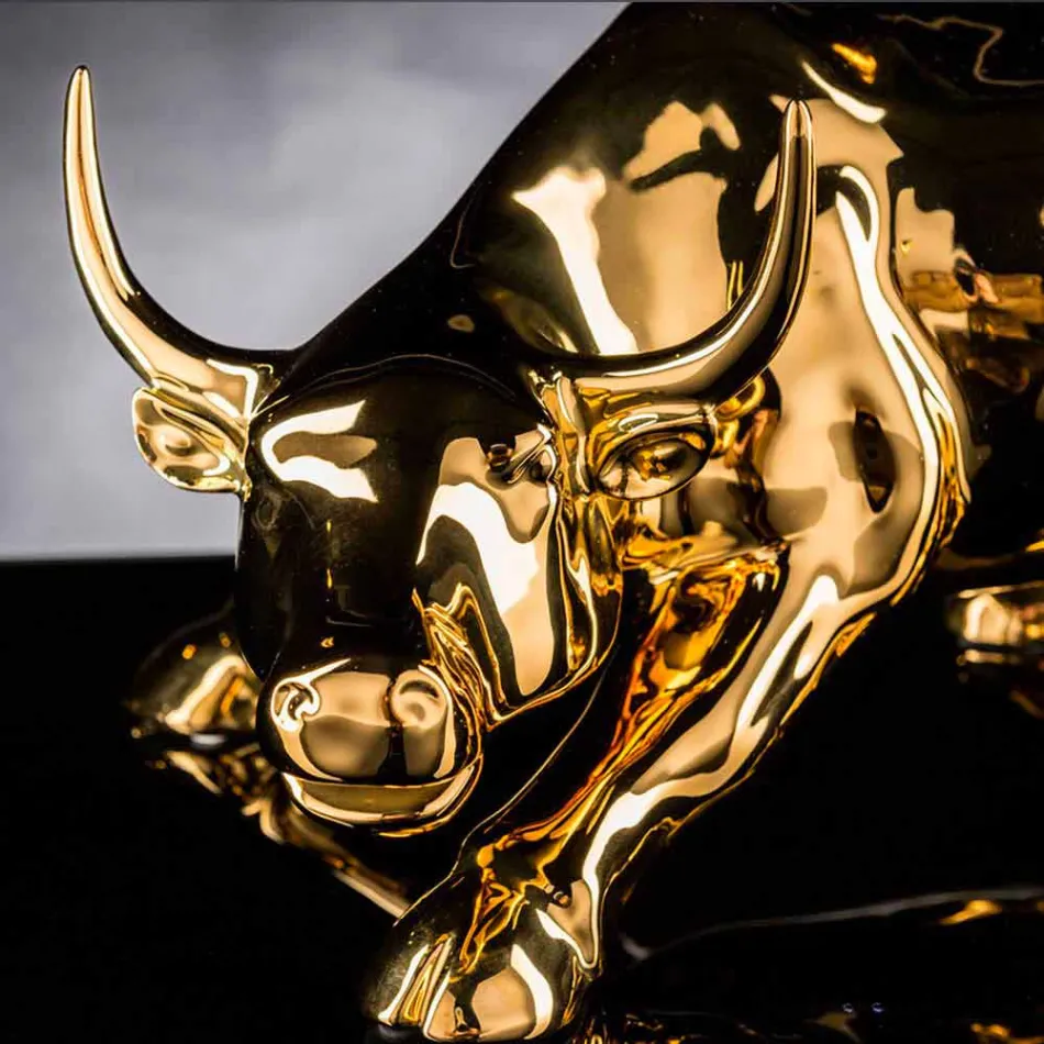 Figurine en céramique faite main en forme de taureau fabriquée en Italie - Bulino Viadurini