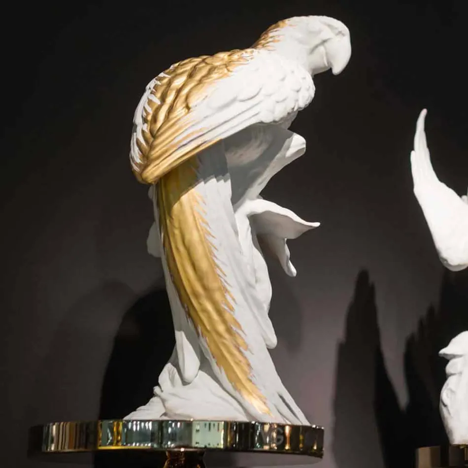 Figurine en céramique artisanale en forme de perroquet fabriquée en Italie - Pagallo Viadurini