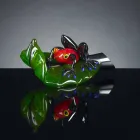 Figurine décorative en forme de grenouille sur feuille de verre Made in Italy - Leaf Viadurini