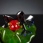 Figurine décorative en forme de grenouille sur feuille de verre Made in Italy - Leaf Viadurini