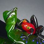 Figurine décorative en forme de grenouille sur feuille de verre Made in Italy - Leaf Viadurini
