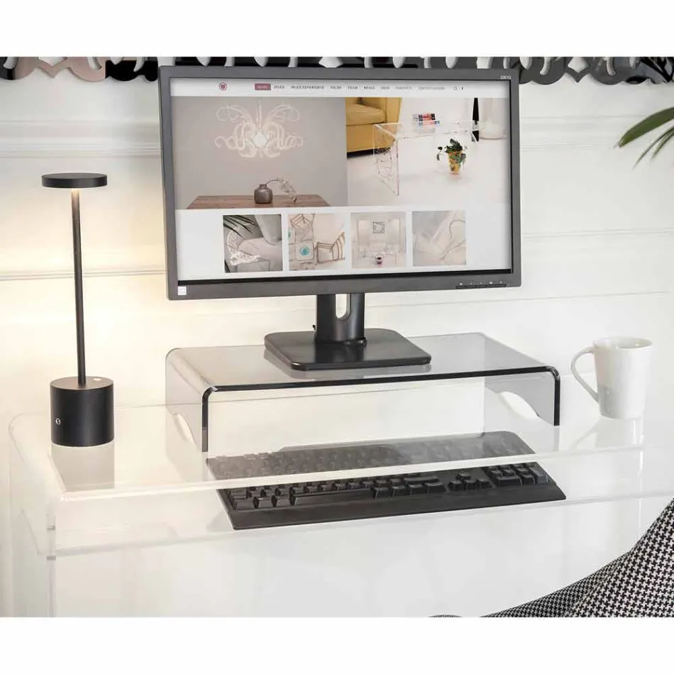 Support de moniteur en design italien en plexiglas transparent ou fumé - Nerd Viadurini