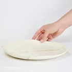 Plateau de Poche Design Rond en Porcelaine Blanche et Feuille d'Or - Cicatroro Viadurini