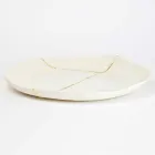 Plateau de Poche Design Rond en Porcelaine Blanche et Feuille d'Or - Cicatroro Viadurini