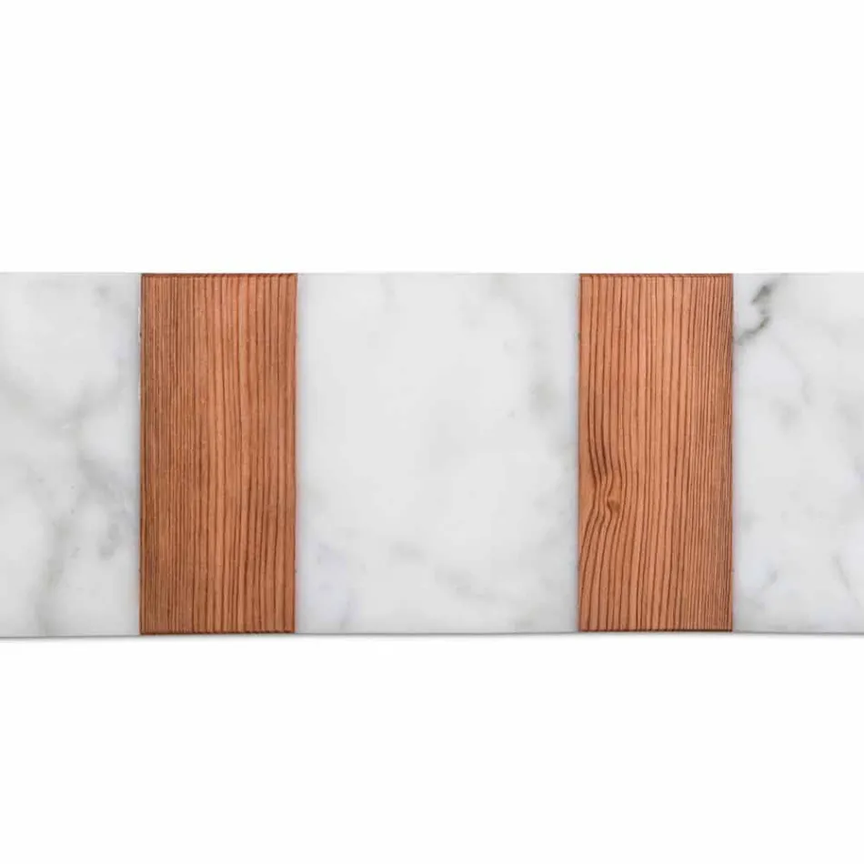 Planche à découper design marbre blanc de Carrare et bois Made in Italy - Evea Viadurini