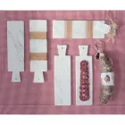 Planche à découper design marbre blanc de Carrare et bois Made in Italy - Evea Viadurini