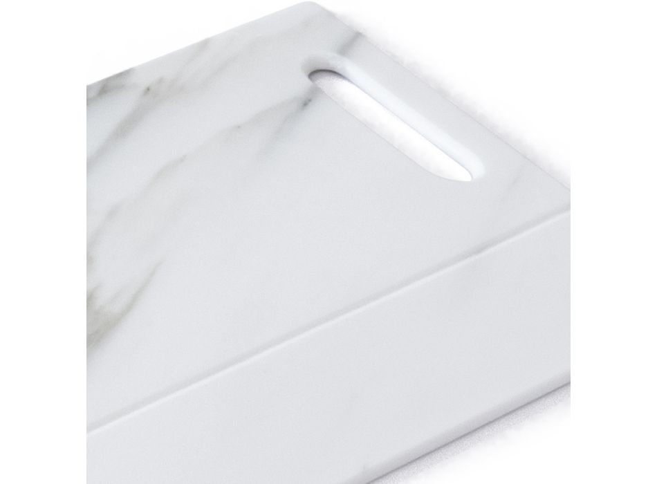 Grande planche à découper en marbre de Carrare blanc fabriquée en Italie - Ghione Viadurini