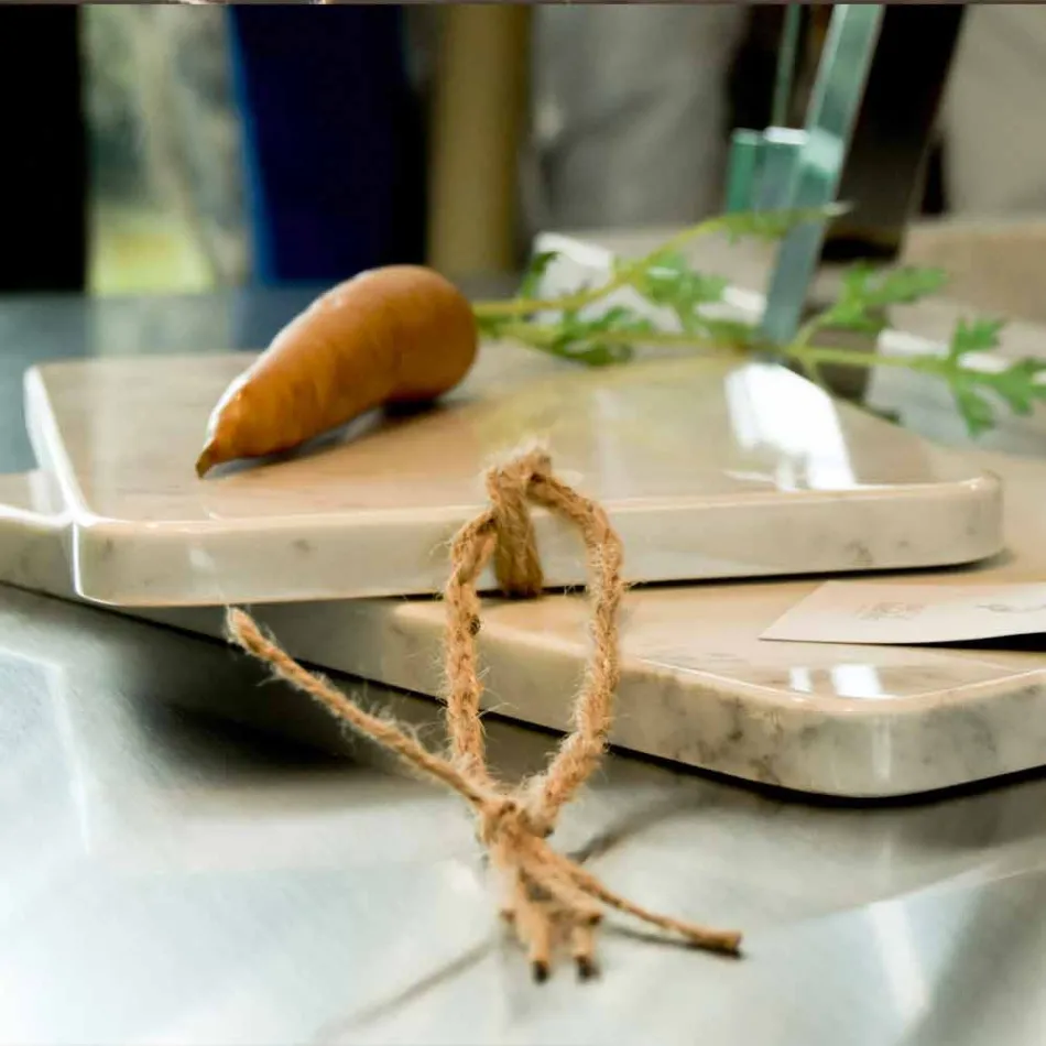 Planche à découper en marbre blanc Carrarra de design Made in Italy - Masha Viadurini