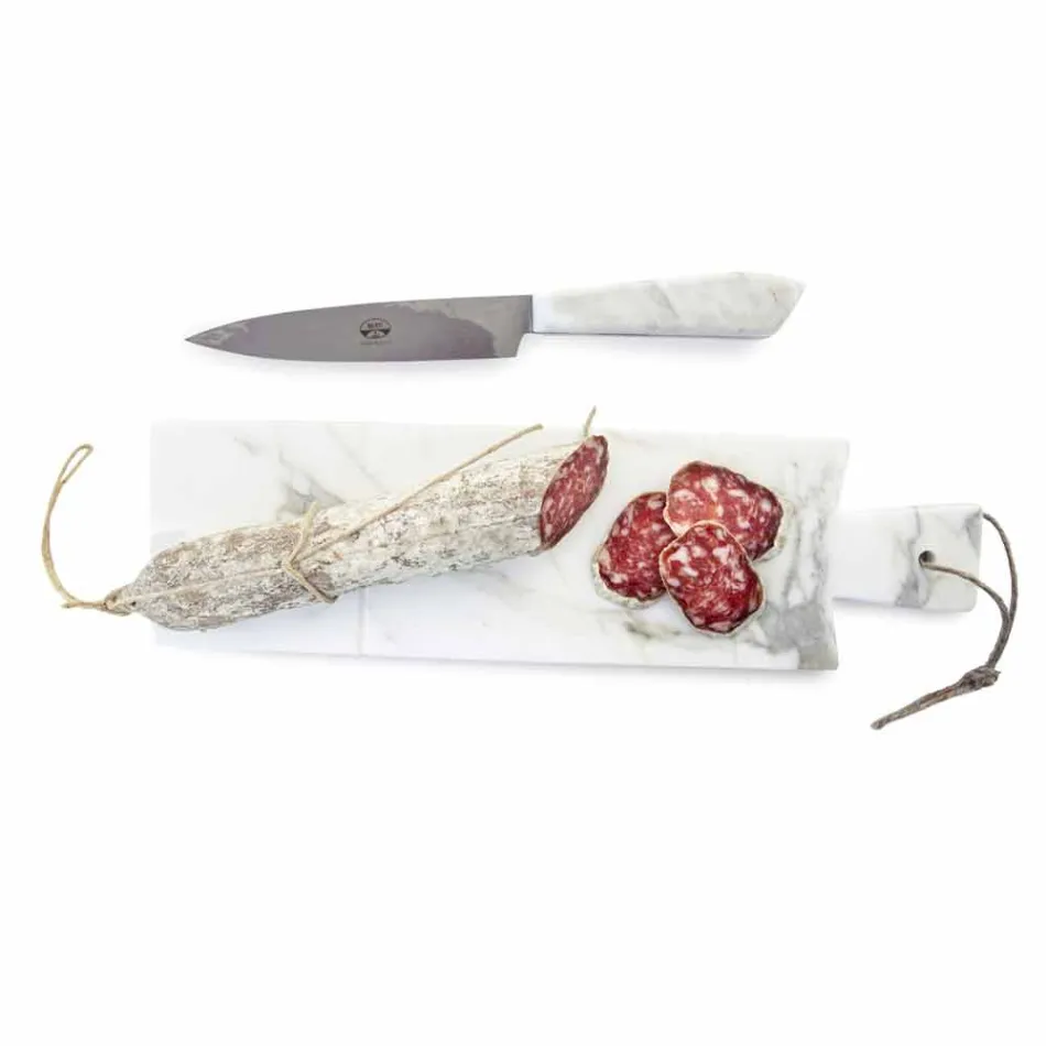 Planche à découper moderne en marbre blanc de Carrare Made in Italy - Biblon Viadurini