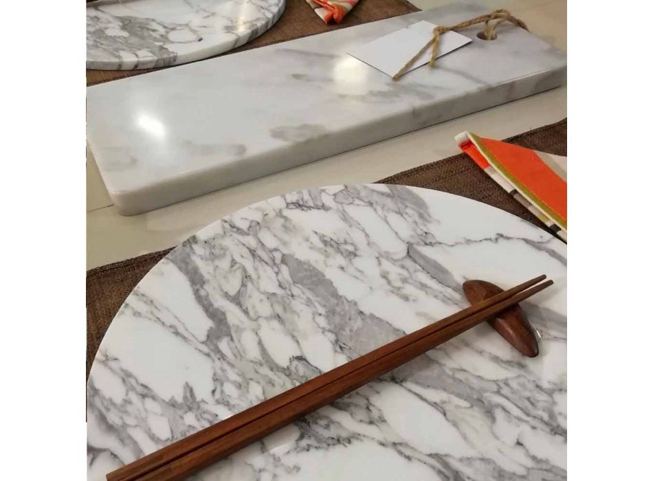 Planche à découper rectangulaire en marbre blanc de Carrare Made in Italy - Masha Viadurini