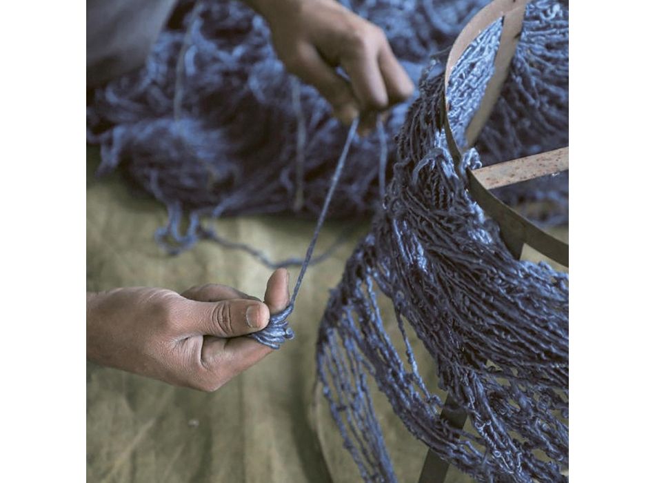 Tapis en laine à poils longs fabriqué à la main noué à la main en Turquie - Benedetta Viadurini