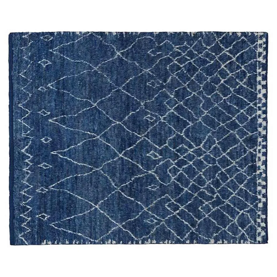 Tapis en laine à poils longs fabriqué à la main noué à la main en Turquie - Benedetta Viadurini