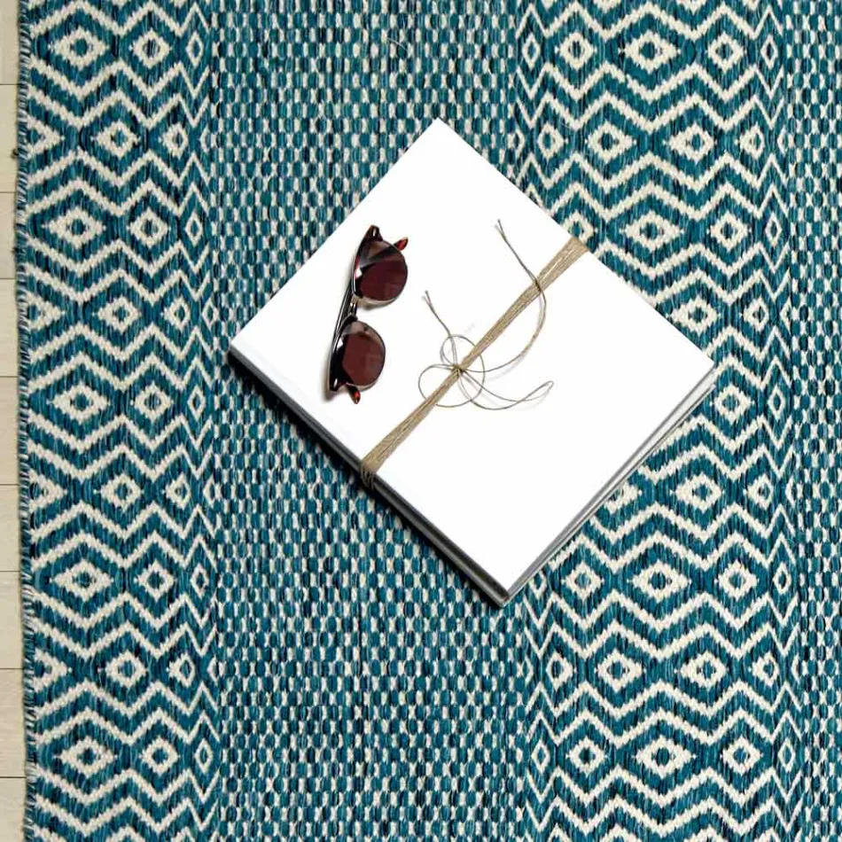 Tapis de salon de design moderne en laine et coton faits à la main - Minera Viadurini