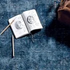 Tapis de salon en coton, viscose et laine réalisé sur métier manuel - Melita Viadurini