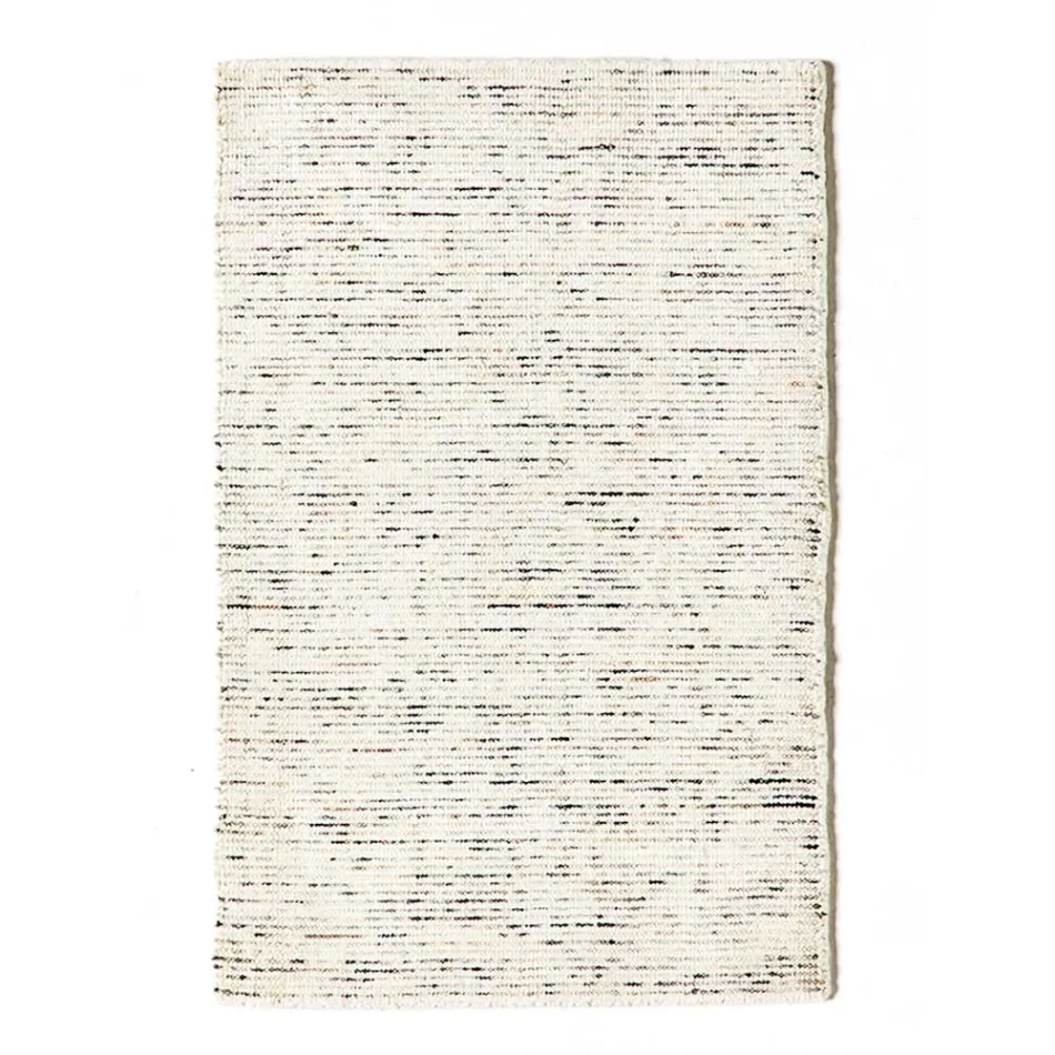 Tapis de salon en coton, viscose et laine réalisé sur métier manuel - Melita Viadurini