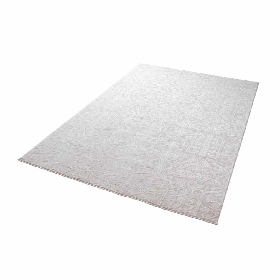 Tapis Design à Design Beige en Polyester et Viscose - Occitanie Viadurini
