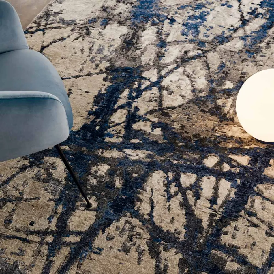 Tapis de salon à motifs de design moderne en soie et laine de bambou - Laptos Viadurini