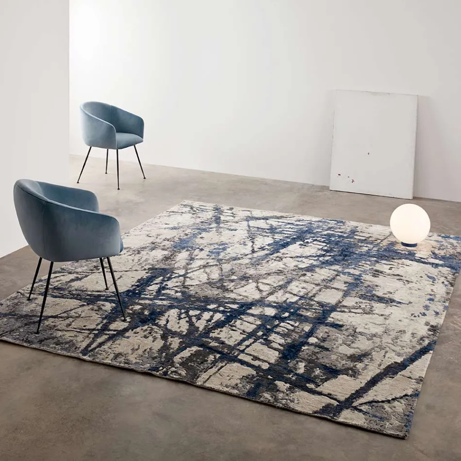 Tapis de salon à motifs de design moderne en soie et laine de bambou - Laptos Viadurini