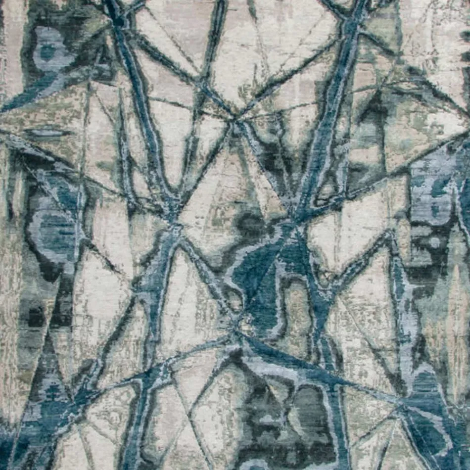 Tapis de salon à motifs de design moderne en soie et laine de bambou - Laptos Viadurini