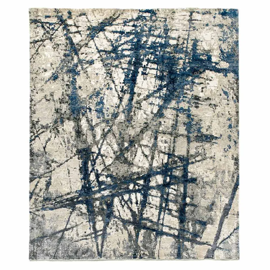 Tapis de salon à motifs de design moderne en soie et laine de bambou - Laptos Viadurini