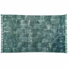 Tapis rectangulaire en tissu de couleur ethnique avec pompons - Fibraù Viadurini