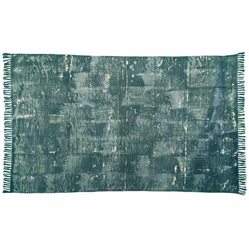 Tapis rectangulaire en tissu de couleur ethnique avec pompons - Fibraù Viadurini