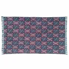 Tapis rectangulaire en tissu de couleur ethnique avec pompons - Fibraù Viadurini