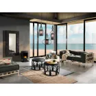 Tapis rectangulaire en tissu de couleur ethnique avec pompons - Fibraù Viadurini