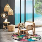 Tapis ethnique rond en tissu de coton coloré - Fibre Viadurini