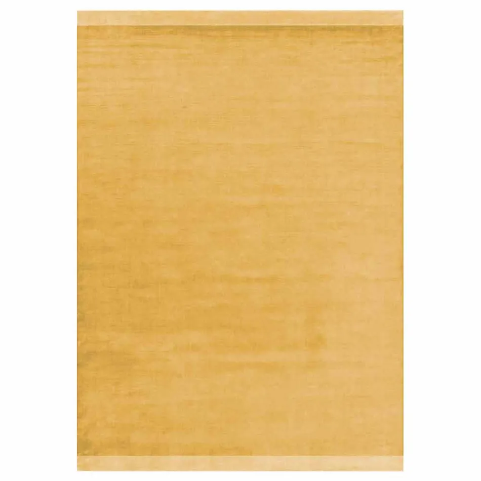 Grand tapis coloré en laine et soie avec bande de conception moderne - Mélange Viadurini