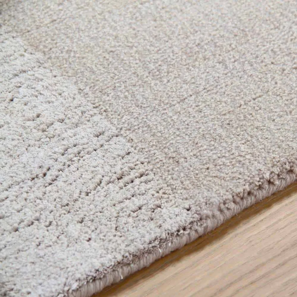 Grand tapis coloré en laine et soie avec bande de conception moderne - Mélange Viadurini