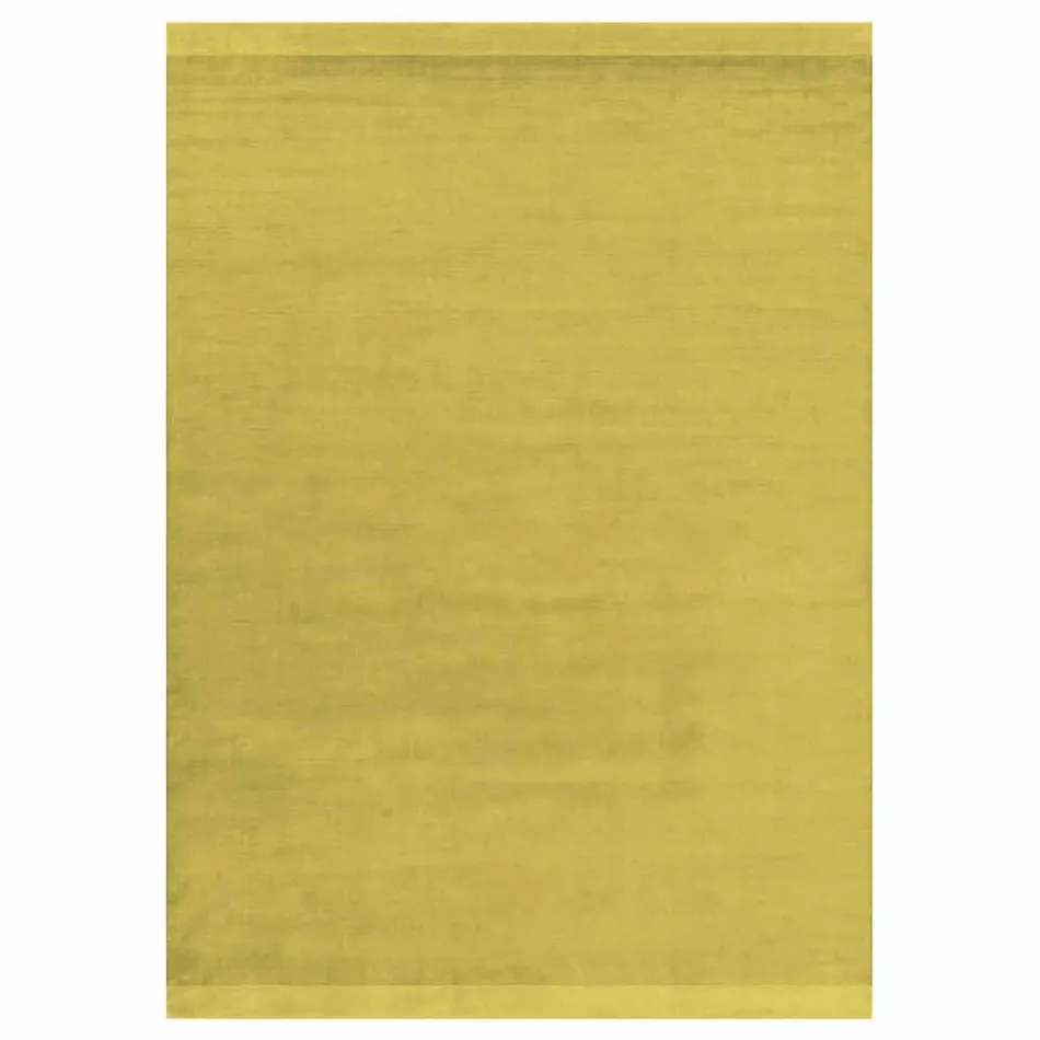 Grand tapis coloré en laine et soie avec bande de conception moderne - Mélange Viadurini