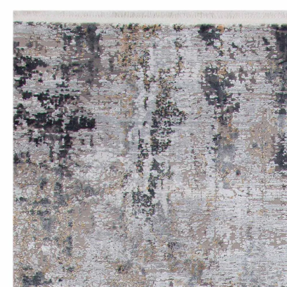 Tapis antidérapant gris beige en viscose et acrylique avec design - Président Viadurini