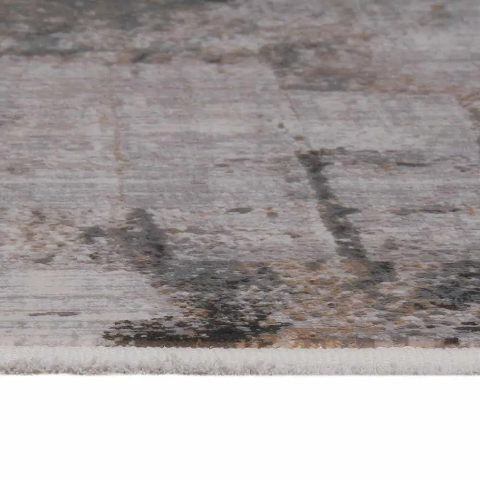 Tapis antidérapant gris beige en viscose et acrylique avec design - Président Viadurini