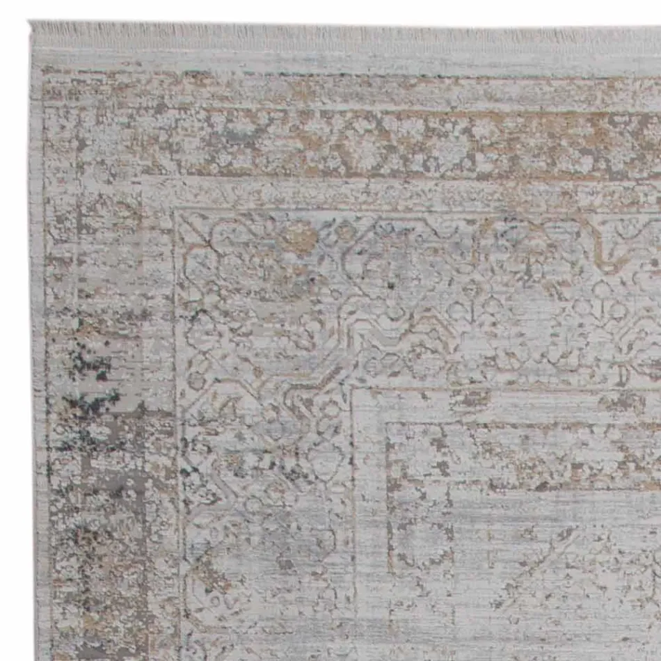 Tapis antidérapant en acrylique et viscose avec motif gris beige - Président Viadurini