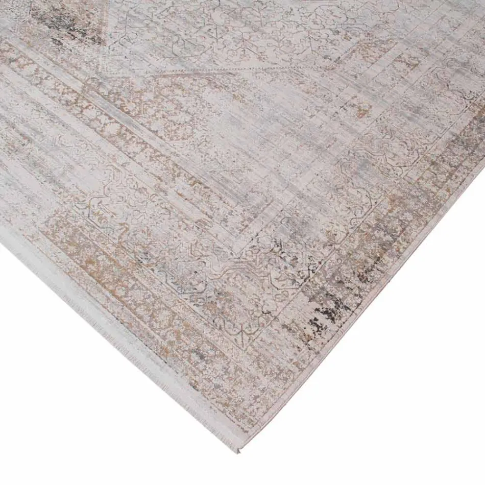 Tapis antidérapant en acrylique et viscose avec motif gris beige - Président Viadurini