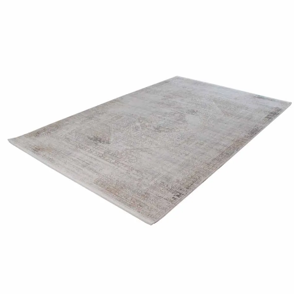 Tapis antidérapant en acrylique et viscose avec motif gris beige - Président Viadurini